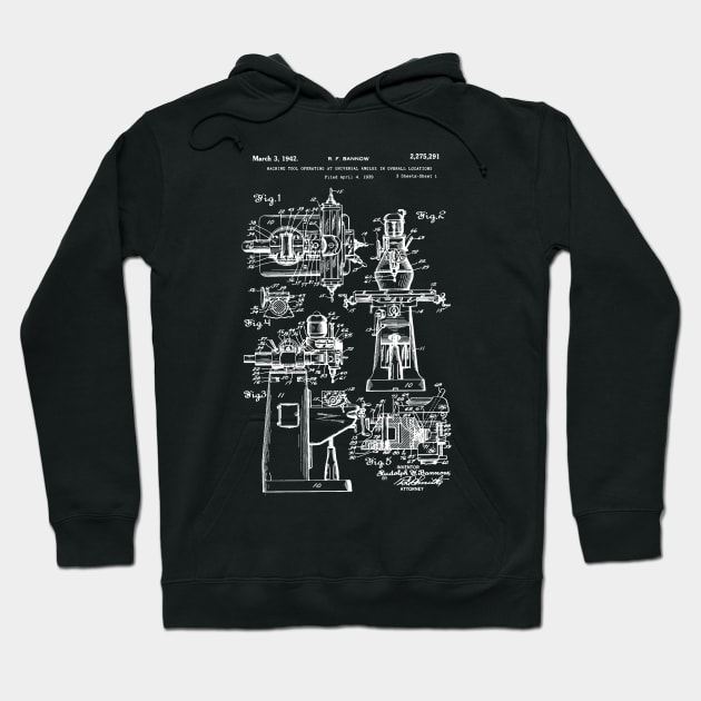 Bridgeport Milling Machine Patent 1942 Hoodie by Anodyle